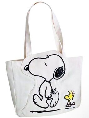 NEW Snoopy & Woodstock Canvas Tote Bag.